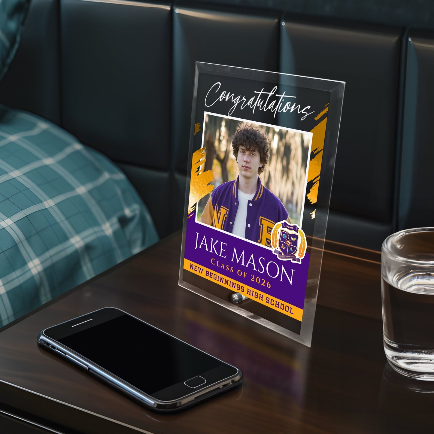 New Beginnings High School Glass Plaque Design 5