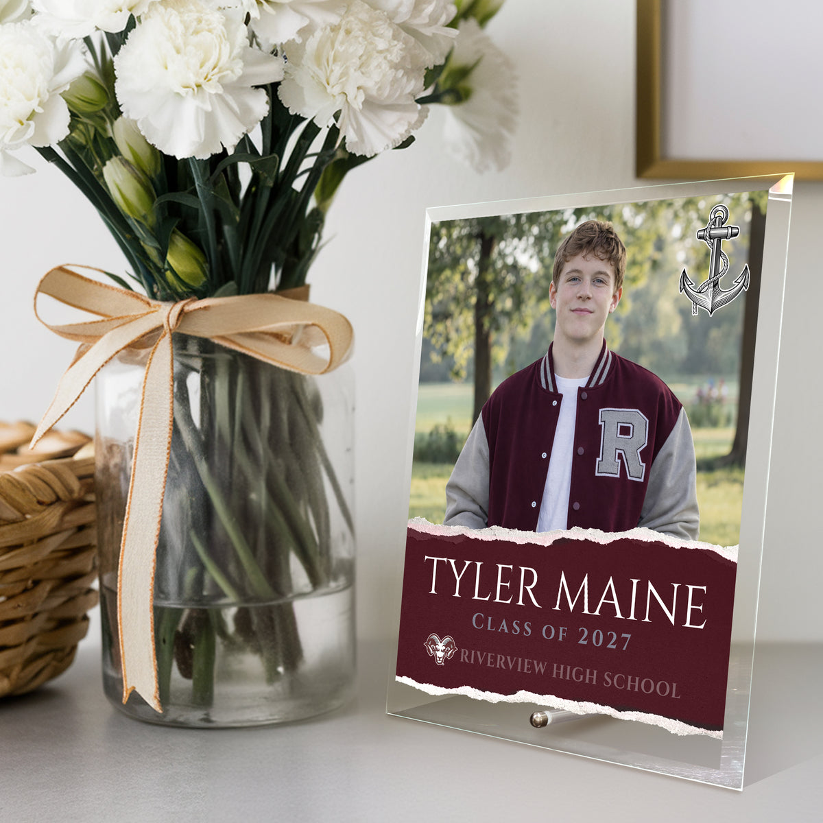 Riverview High School Glass Plaque Design 3
