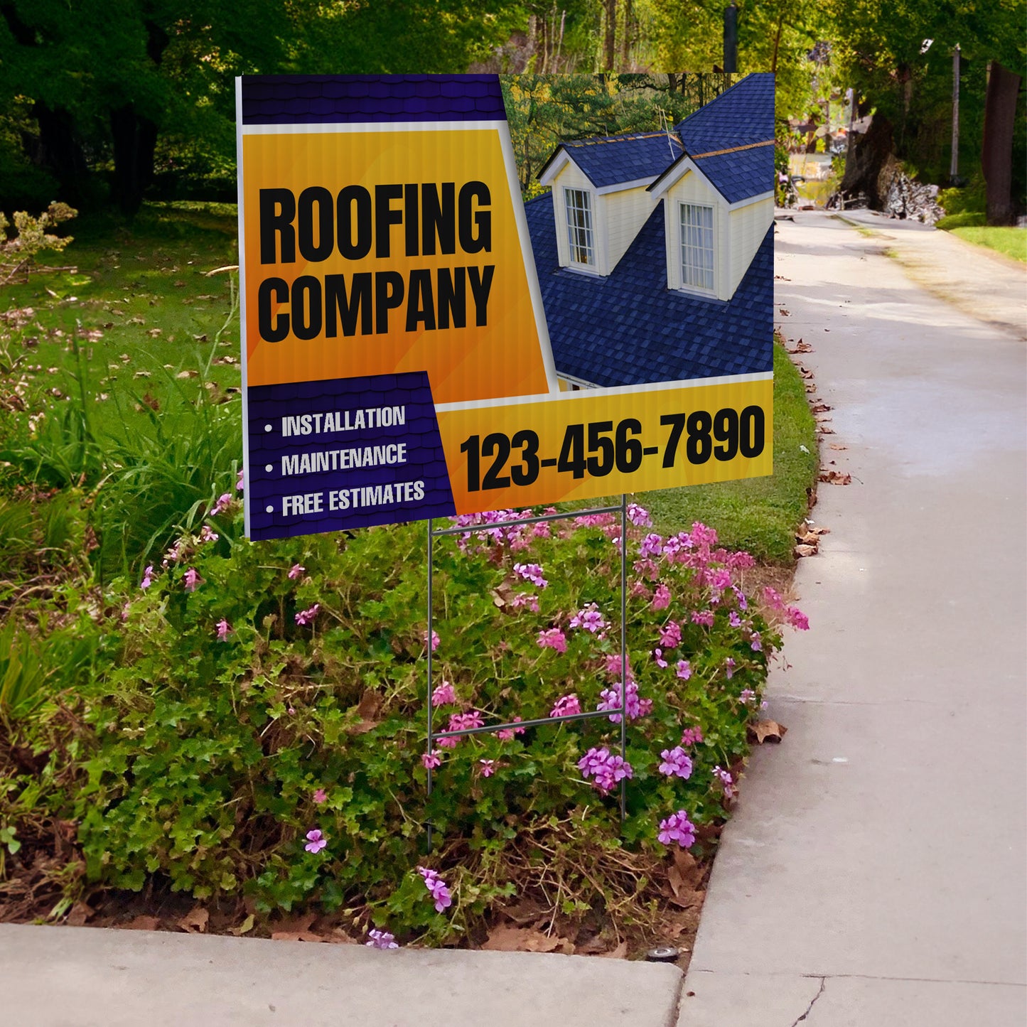 Roofing Services Yard Sign Design 5 -  BFS-RS-24x18-DS-D5-BFS-RS-24x18-SS-D5