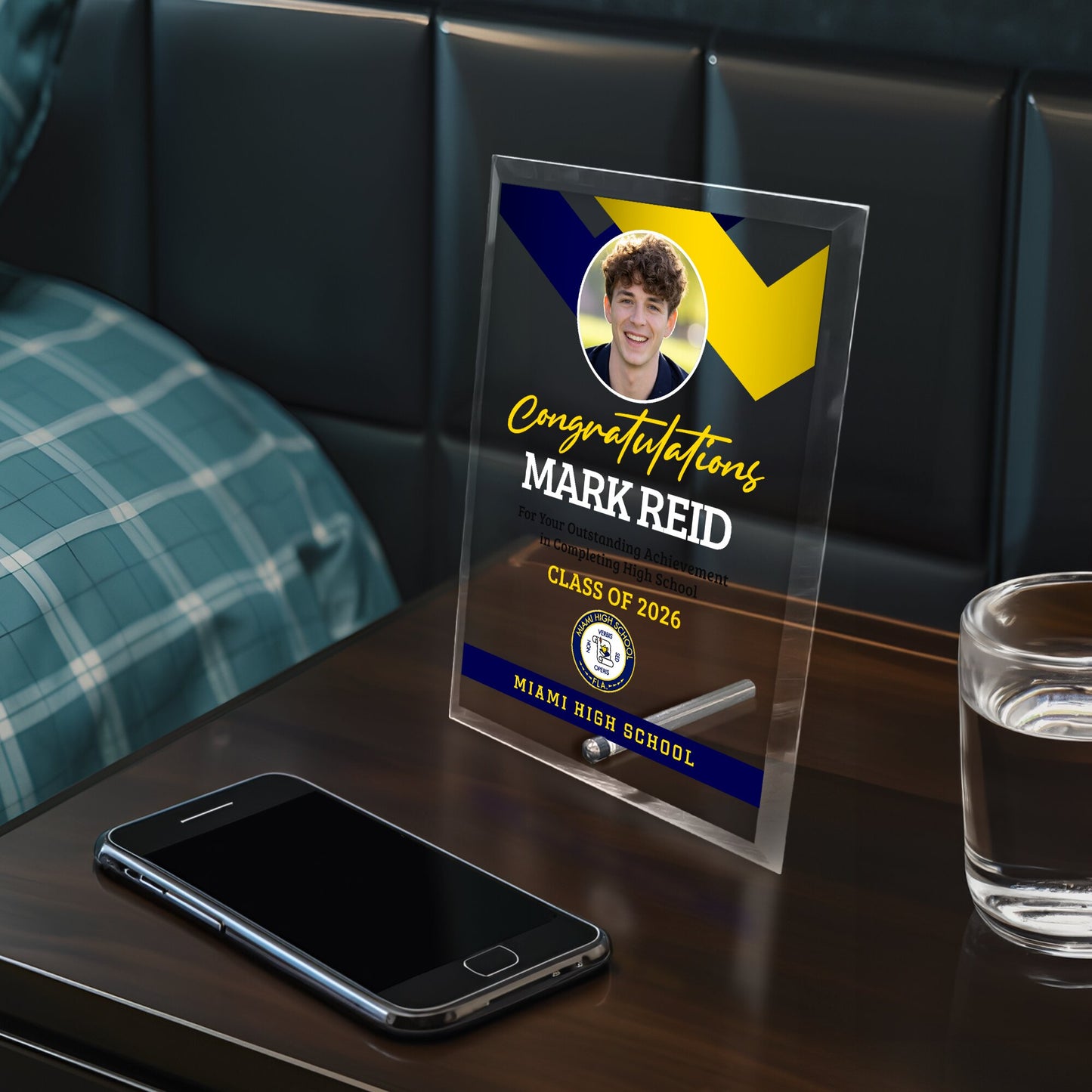 Miami High School Glass Plaque Design 1