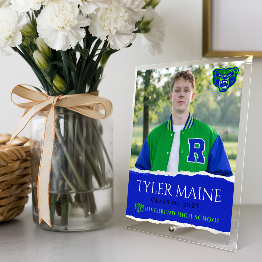 Riverbend High School Glass Plaque Design 3