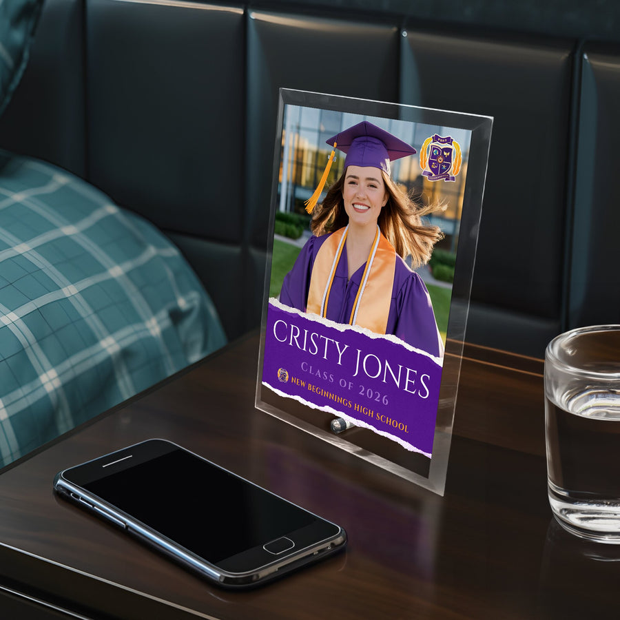 New Beginnings High School Glass Plaque Design 3