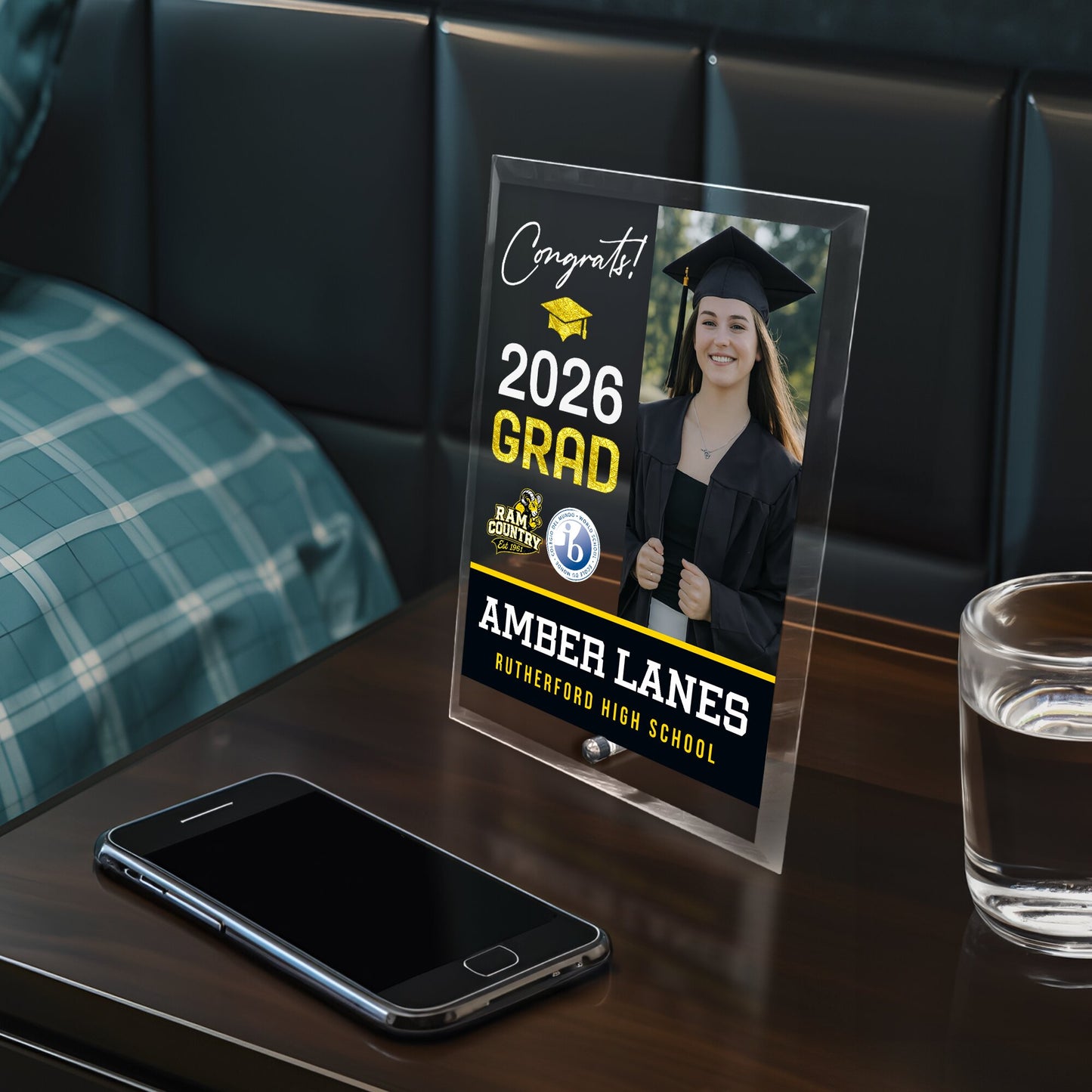Rutherford High School Glass Plaque Design 4