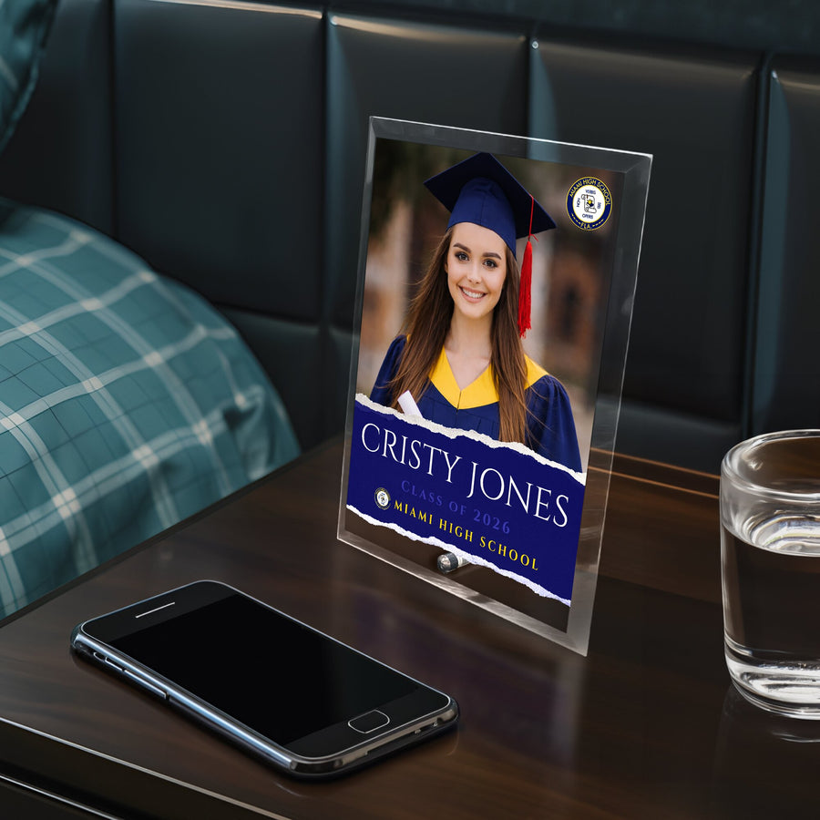 Miami High School Glass Plaque Design 3