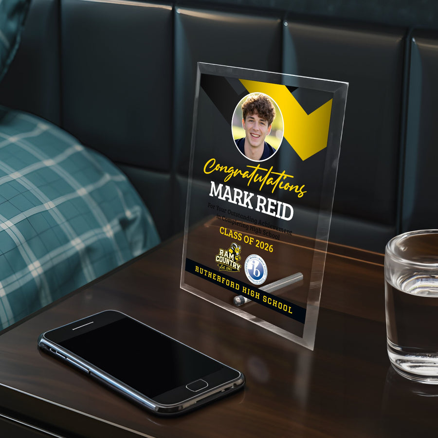 Rutherford High School Glass Plaque Design 1