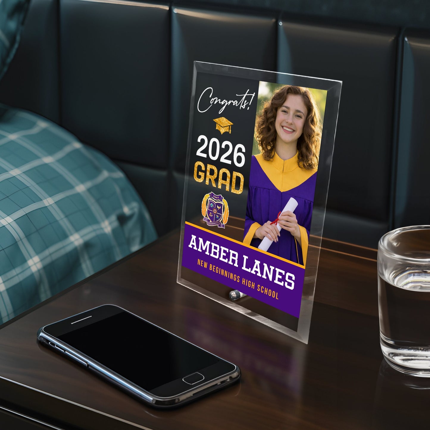 New Beginnings High School Glass Plaque Design 4