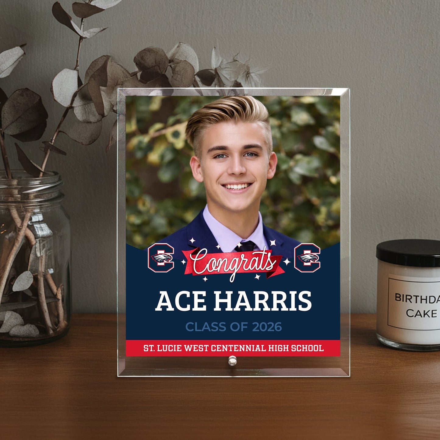St. Lucie West Centennial High School Glass Plaque Design 6
