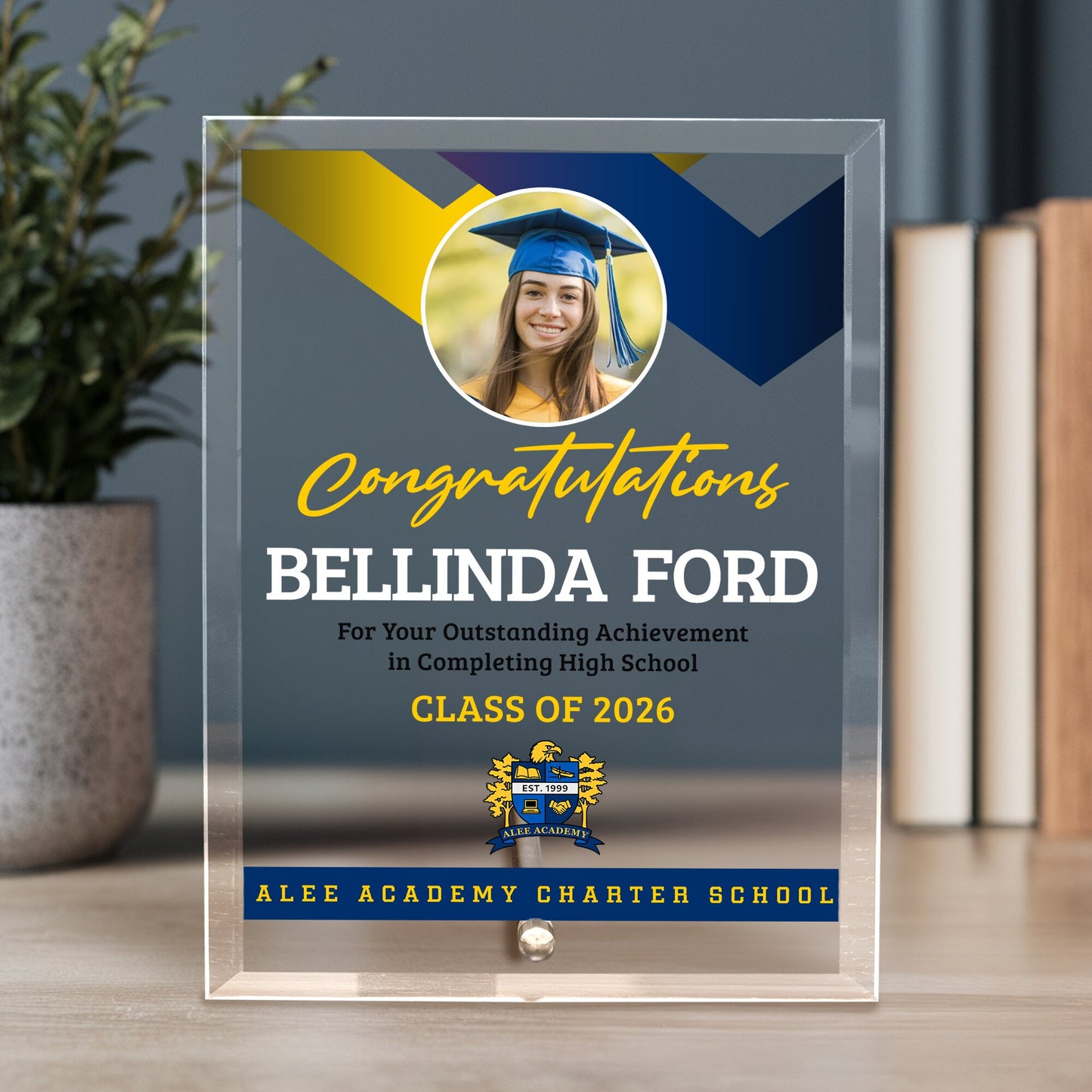 Alee Academy Charter School Glass Plaque Design 1