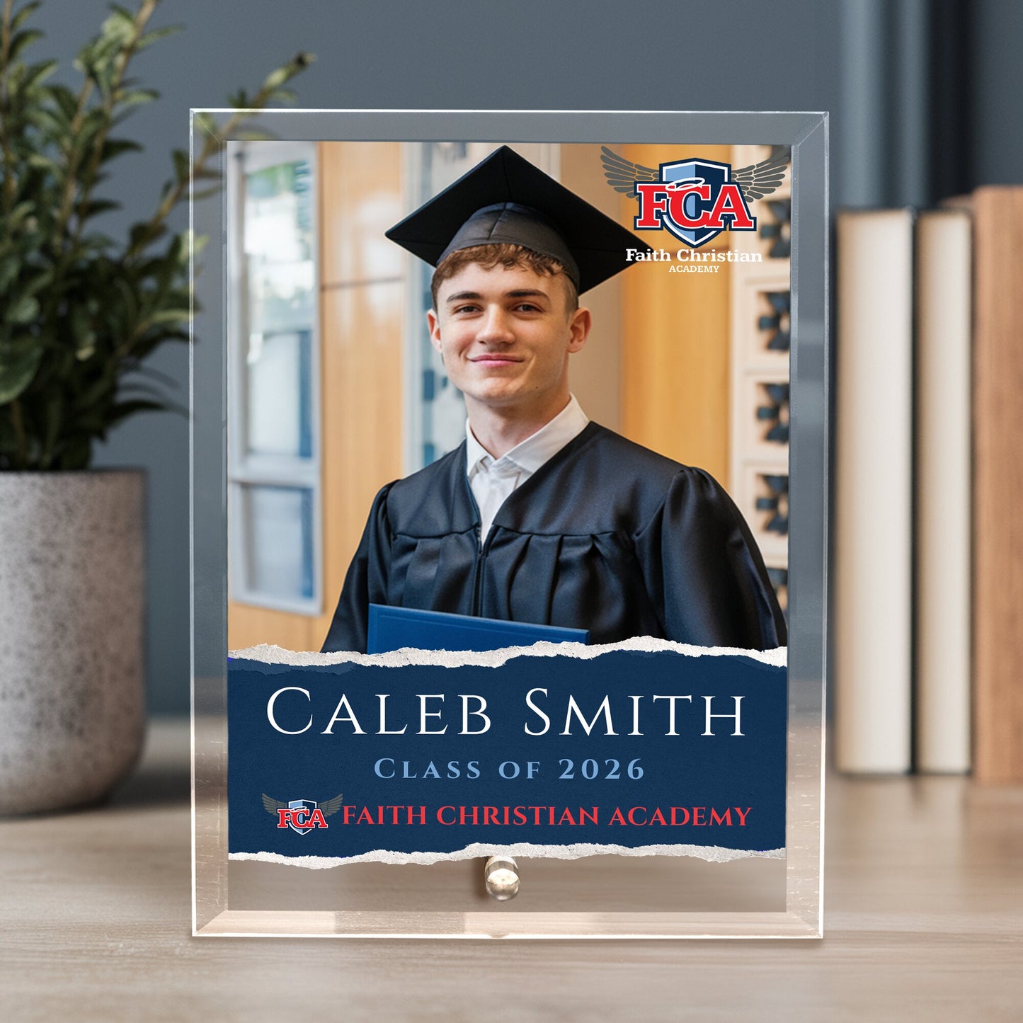 Faith Christian Academy Glass Plaque Design 3