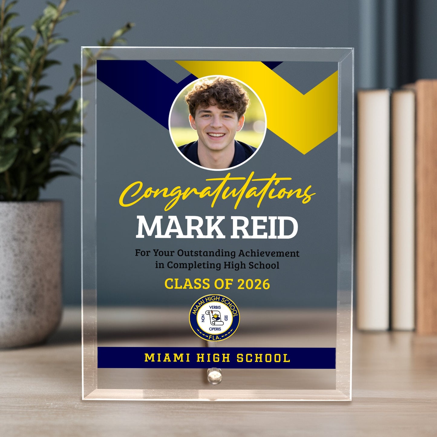 Miami High School Glass Plaque Design 1