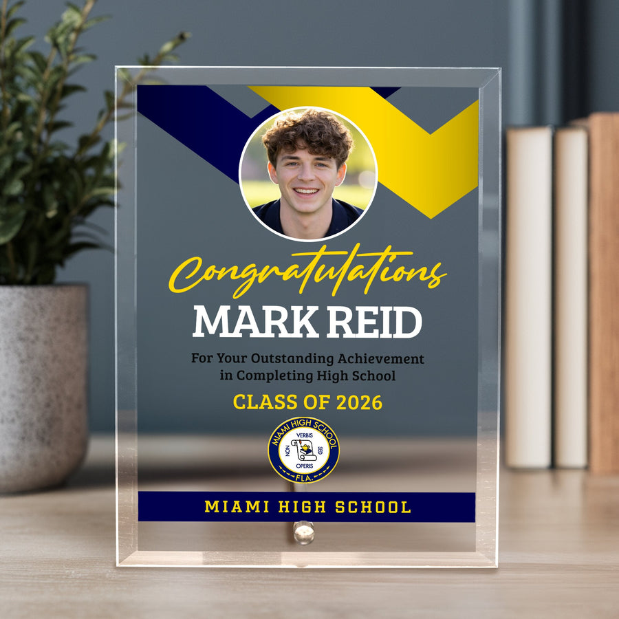 Miami High School Glass Plaque Design 1