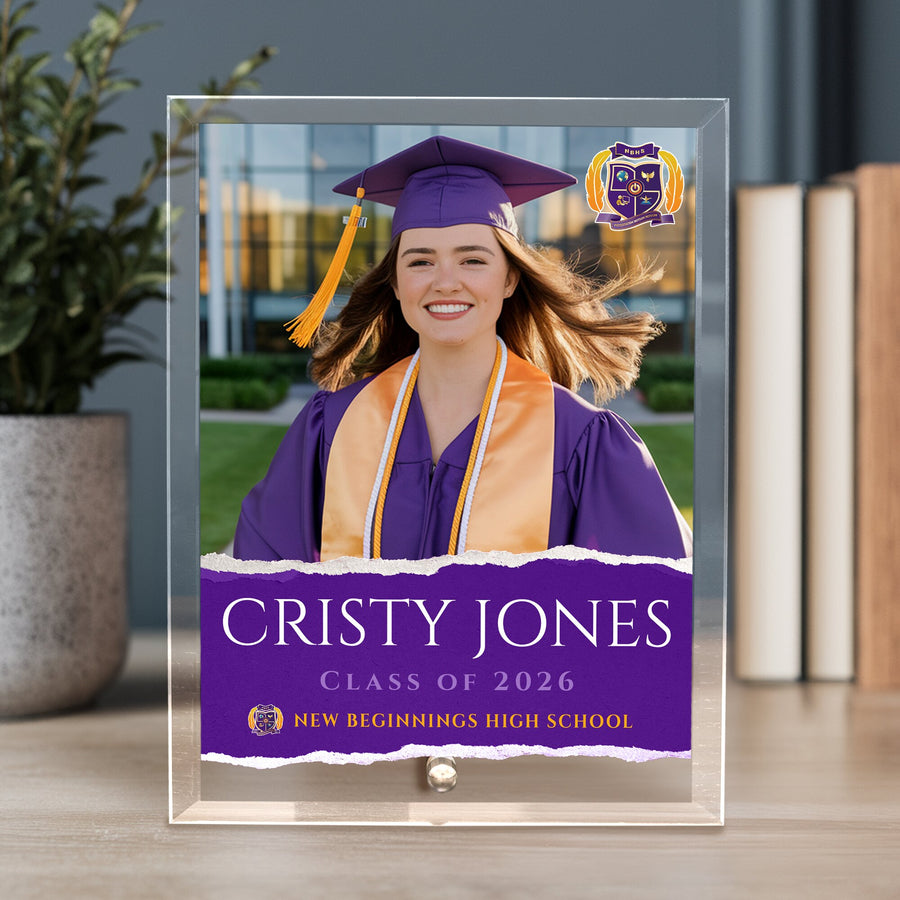 New Beginnings High School Glass Plaque Design 3