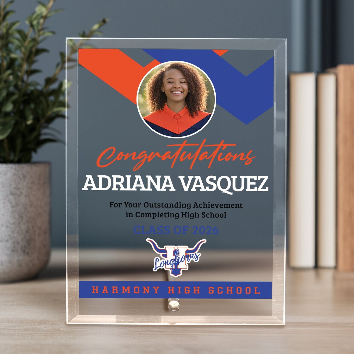 Harmony High School Glass Plaque Design 1
