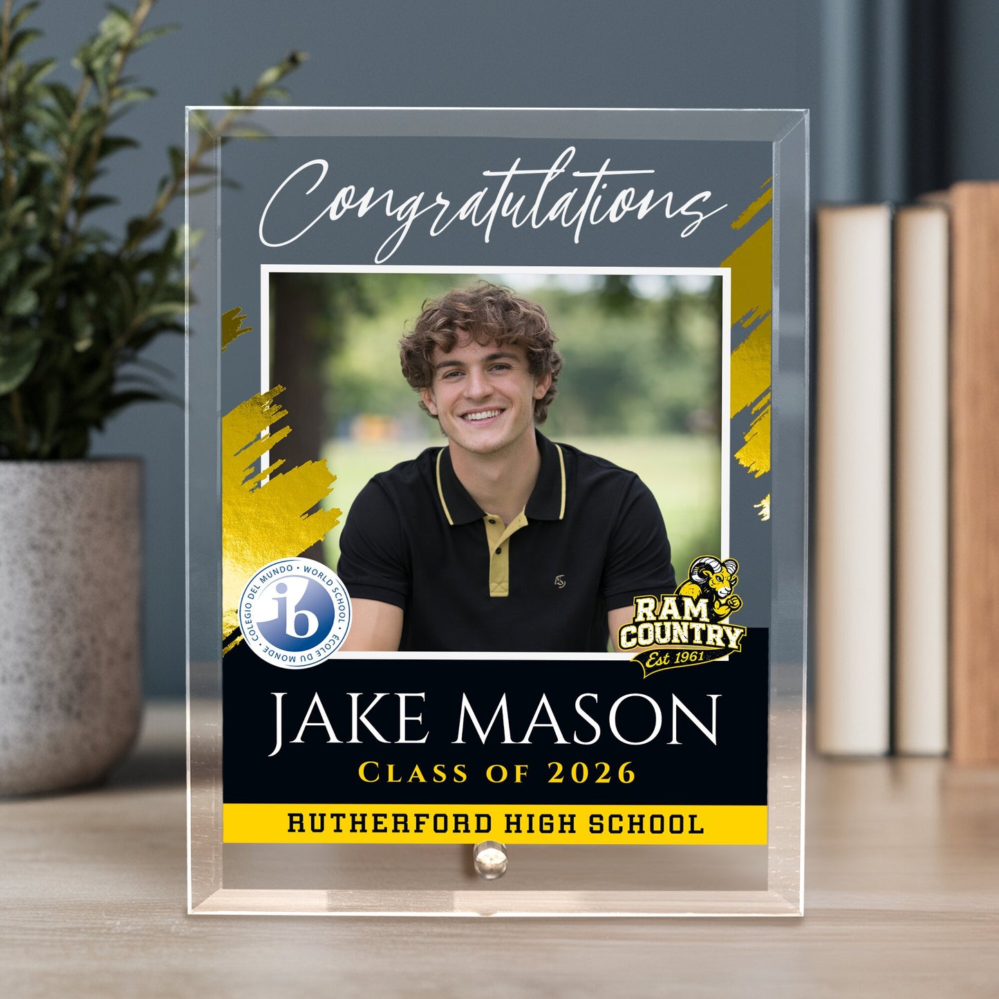 Rutherford High School Glass Plaque Design 5