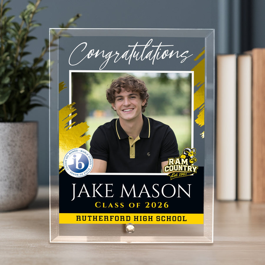 Rutherford High School Glass Plaque Design 5