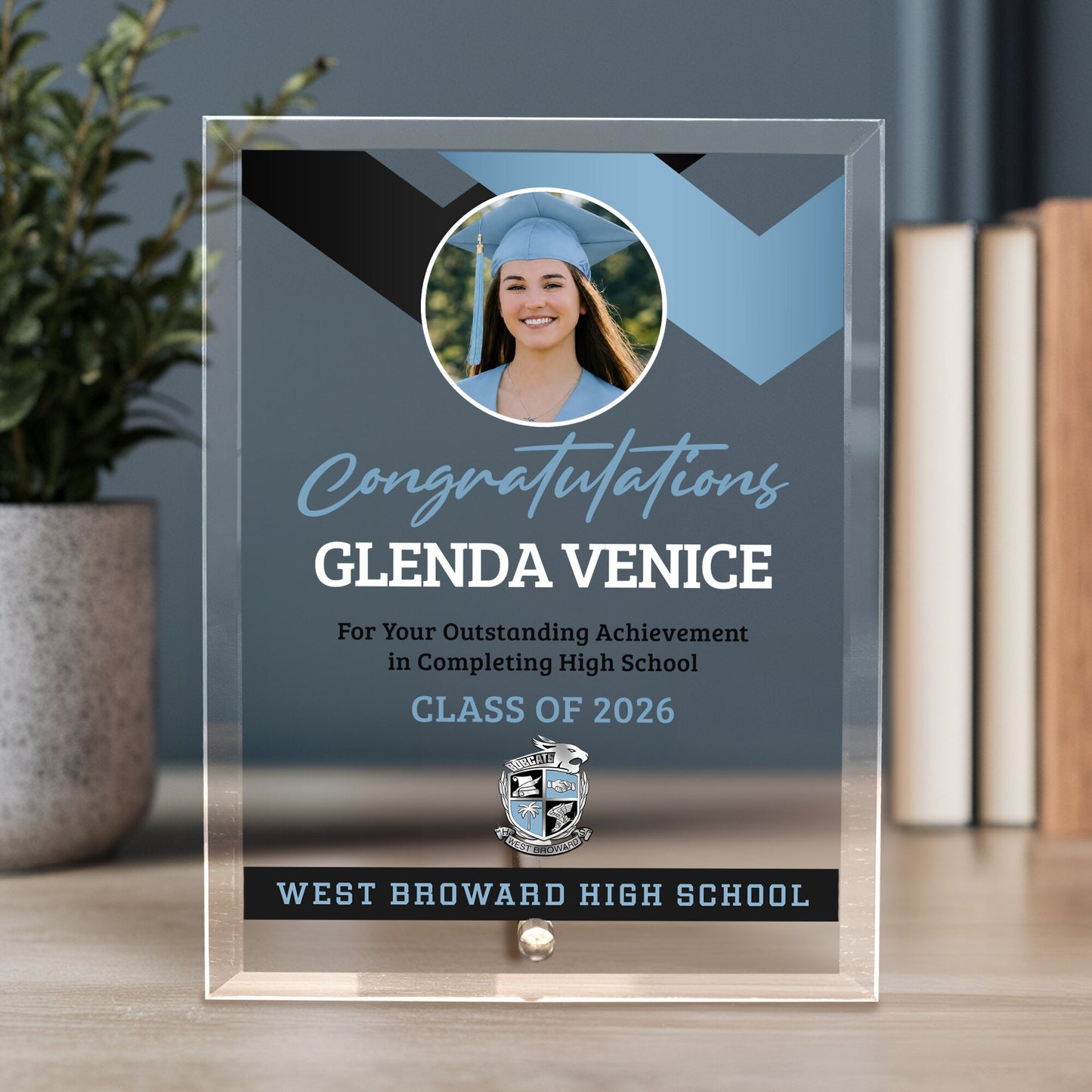 West Broward High School Glass Plaque Design 1