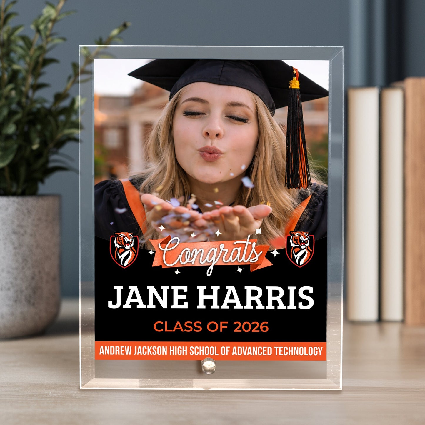 Andrew Jackson High School of Advanced Technology Glass Plaque Design 6