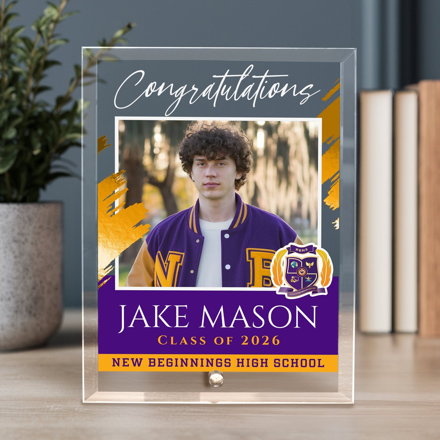 New Beginnings High School Glass Plaque Design 5