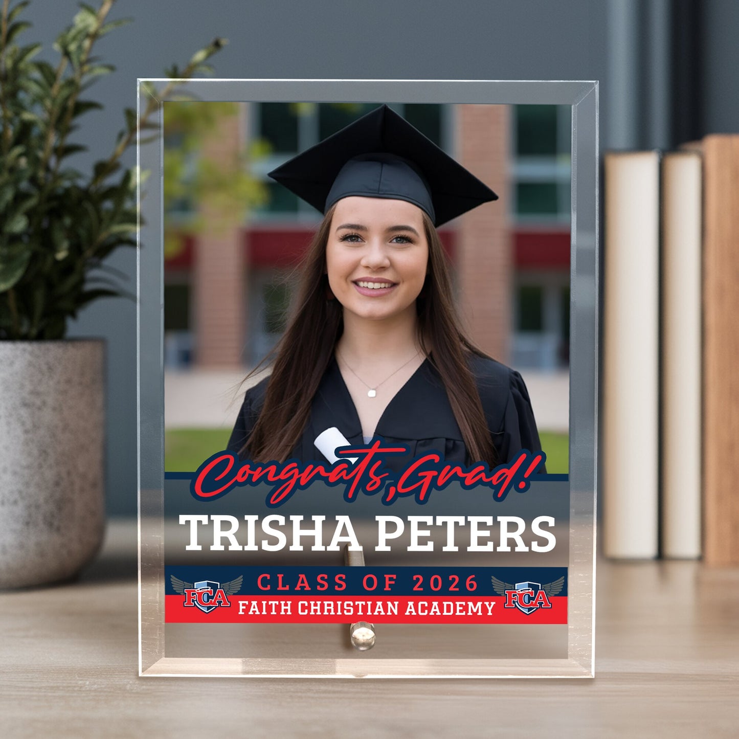 Faith Christian Academy Glass Plaque Design 2