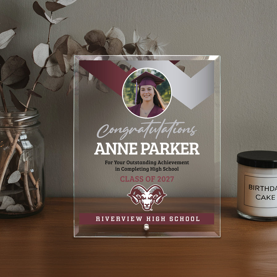Riverview High School Glass Plaque Design 1