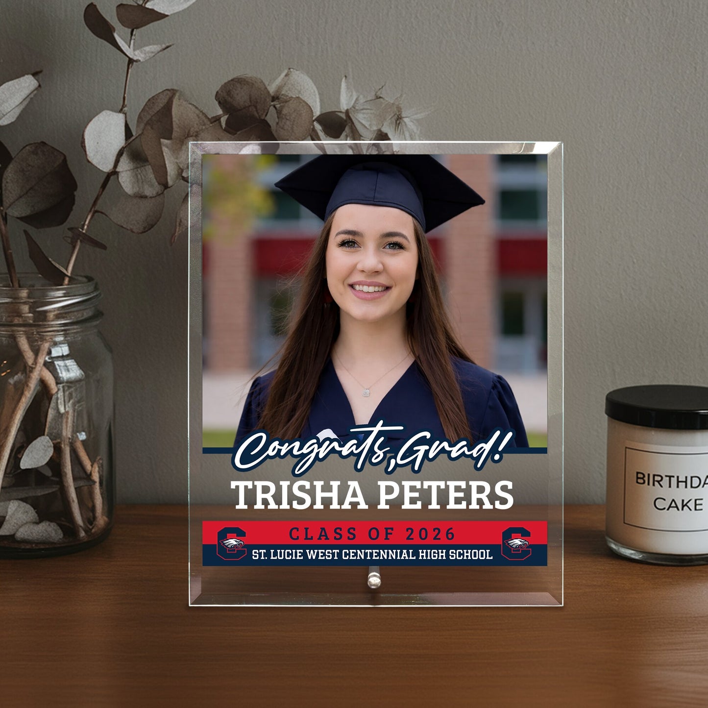 St. Lucie West Centennial High School Glass Plaque Design 2