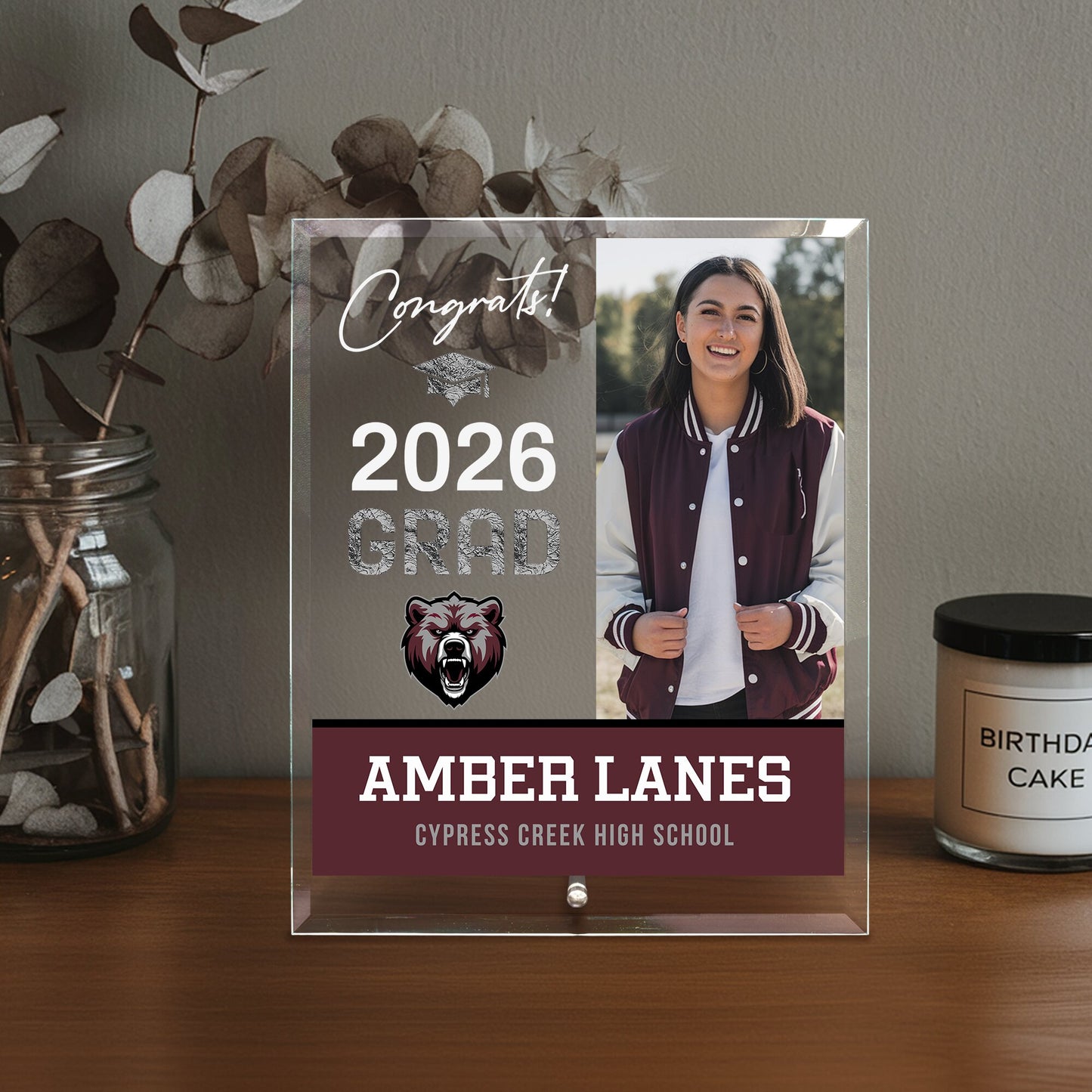 Cypress Creek High School Glass Plaque Design 4
