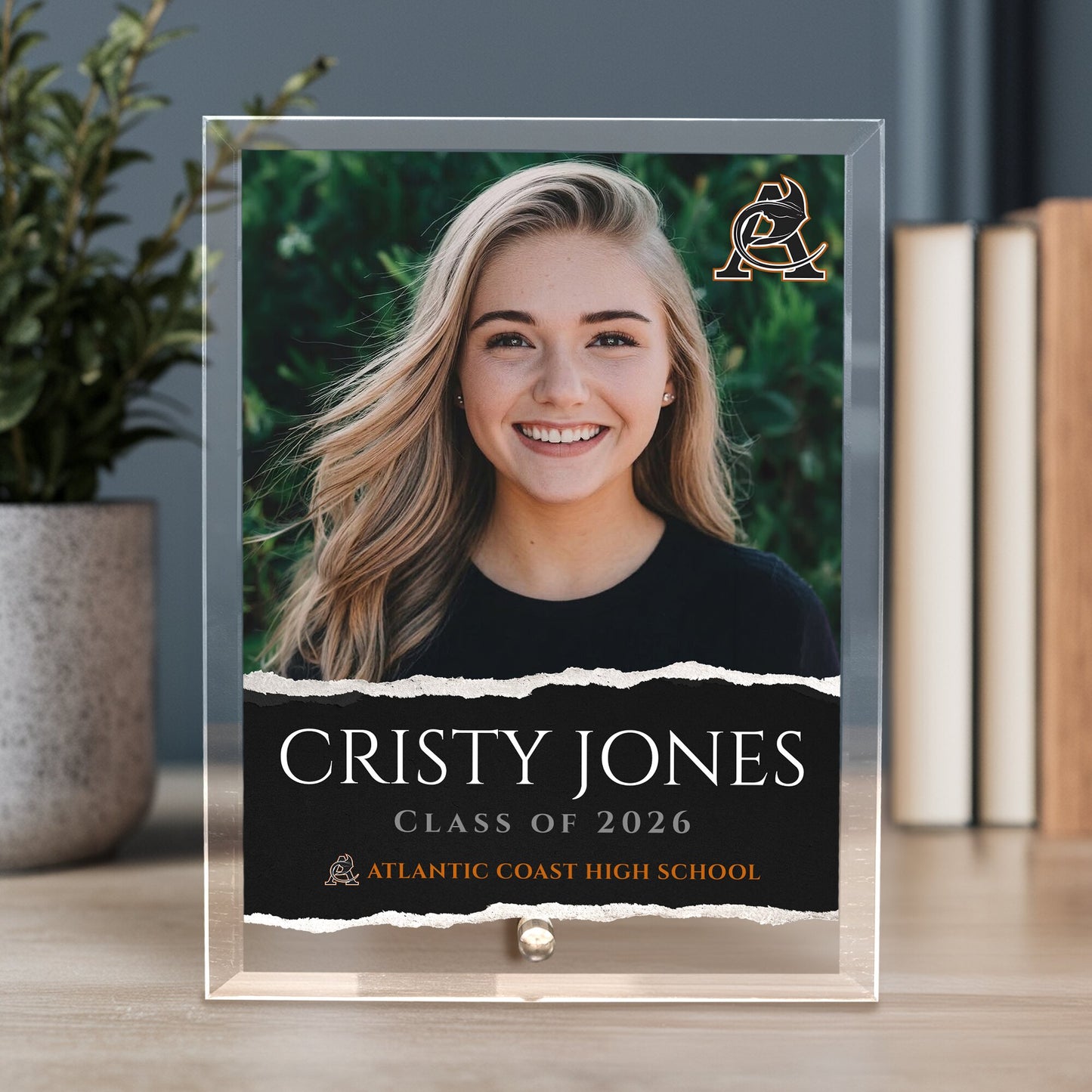 Atlantic Coast High School Glass Plaque Design 3