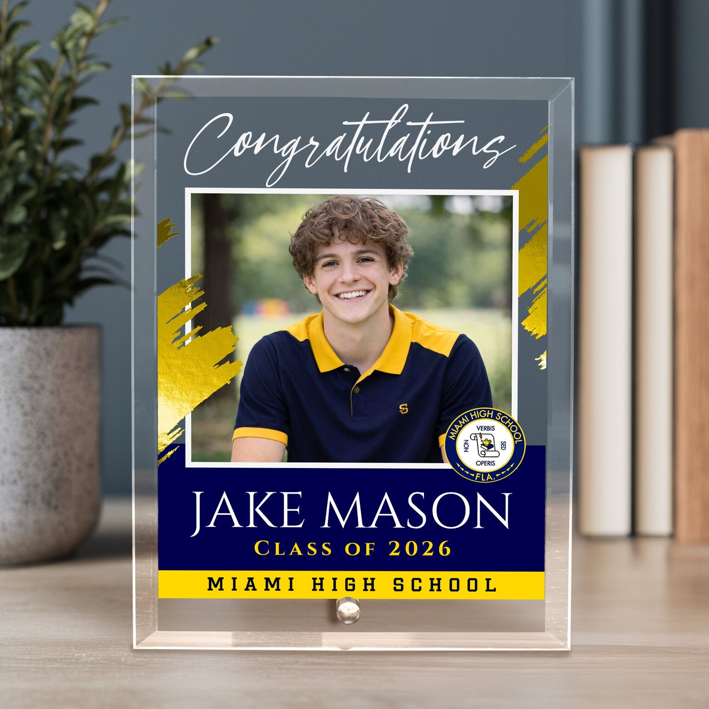 Miami High School Glass Plaque Design 5