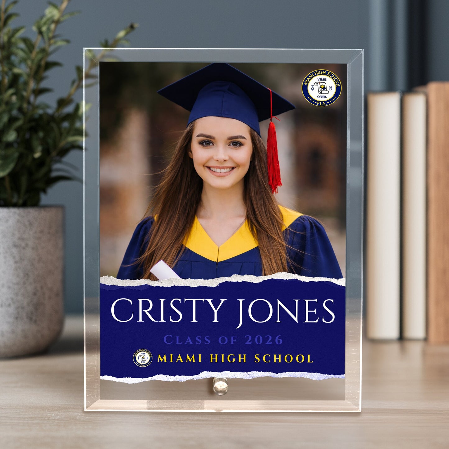 Miami High School Glass Plaque Design 3