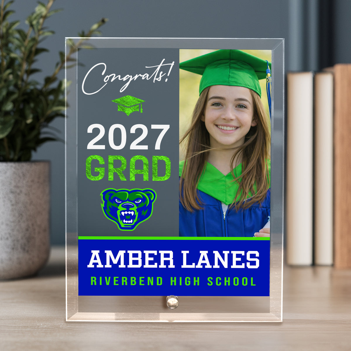 Riverbend High School Glass Plaque Design 4