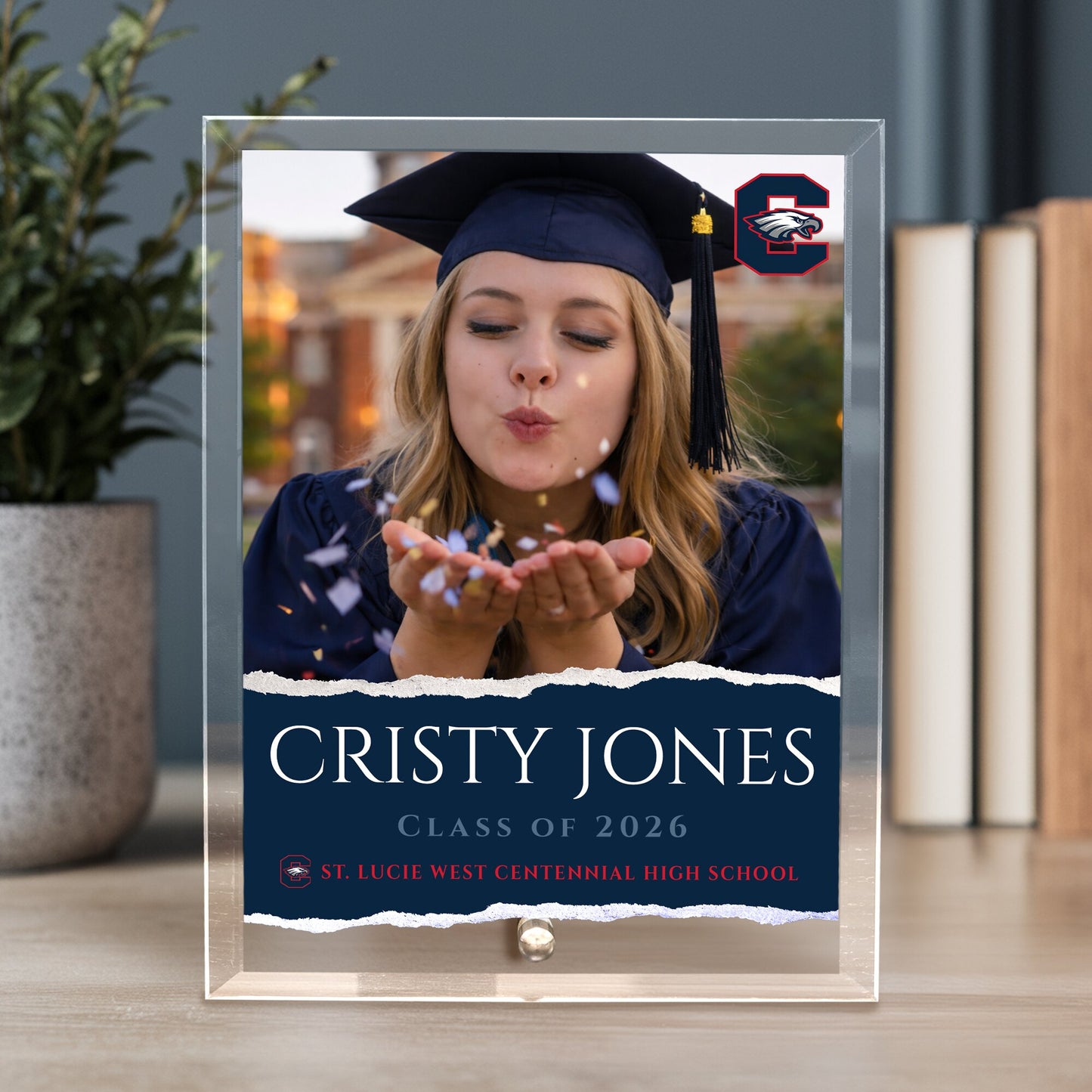St. Lucie West Centennial High School Glass Plaque Design 3
