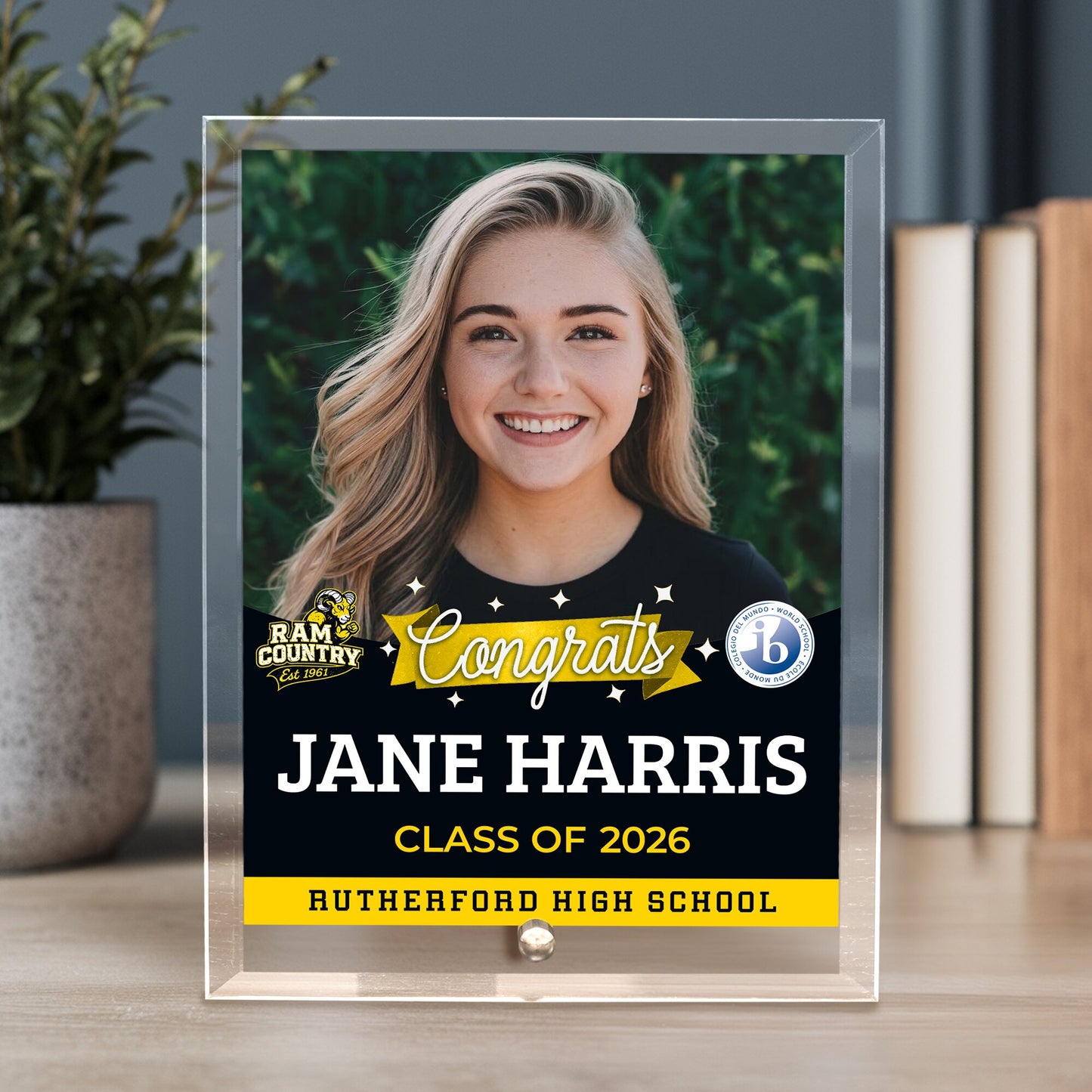 Rutherford High School Glass Plaque Design 6