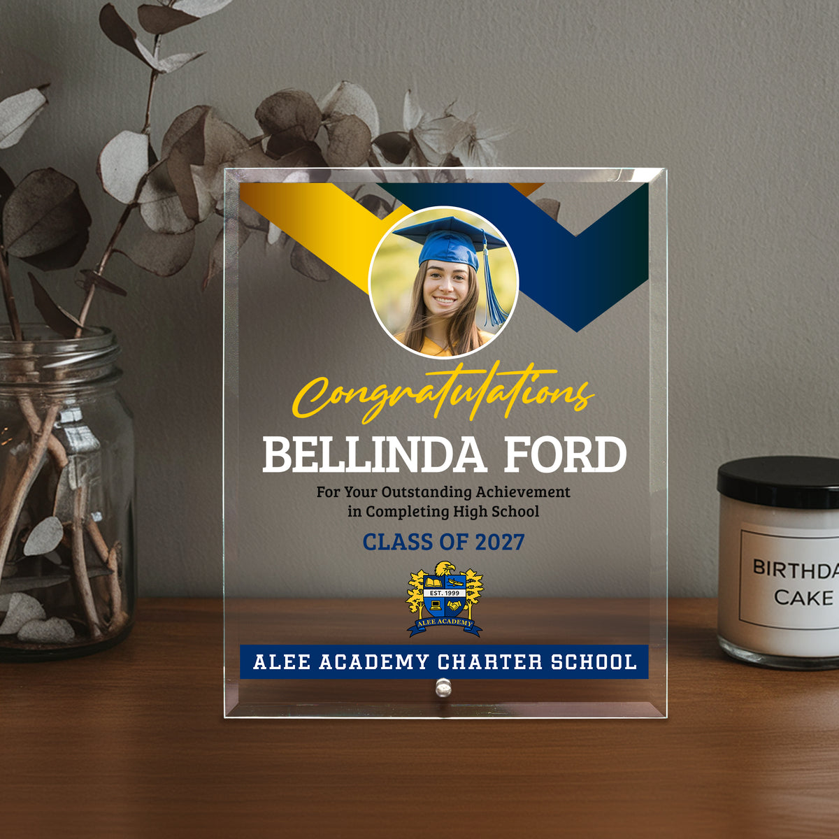 Alee Academy Charter School Glass Plaque Design 1