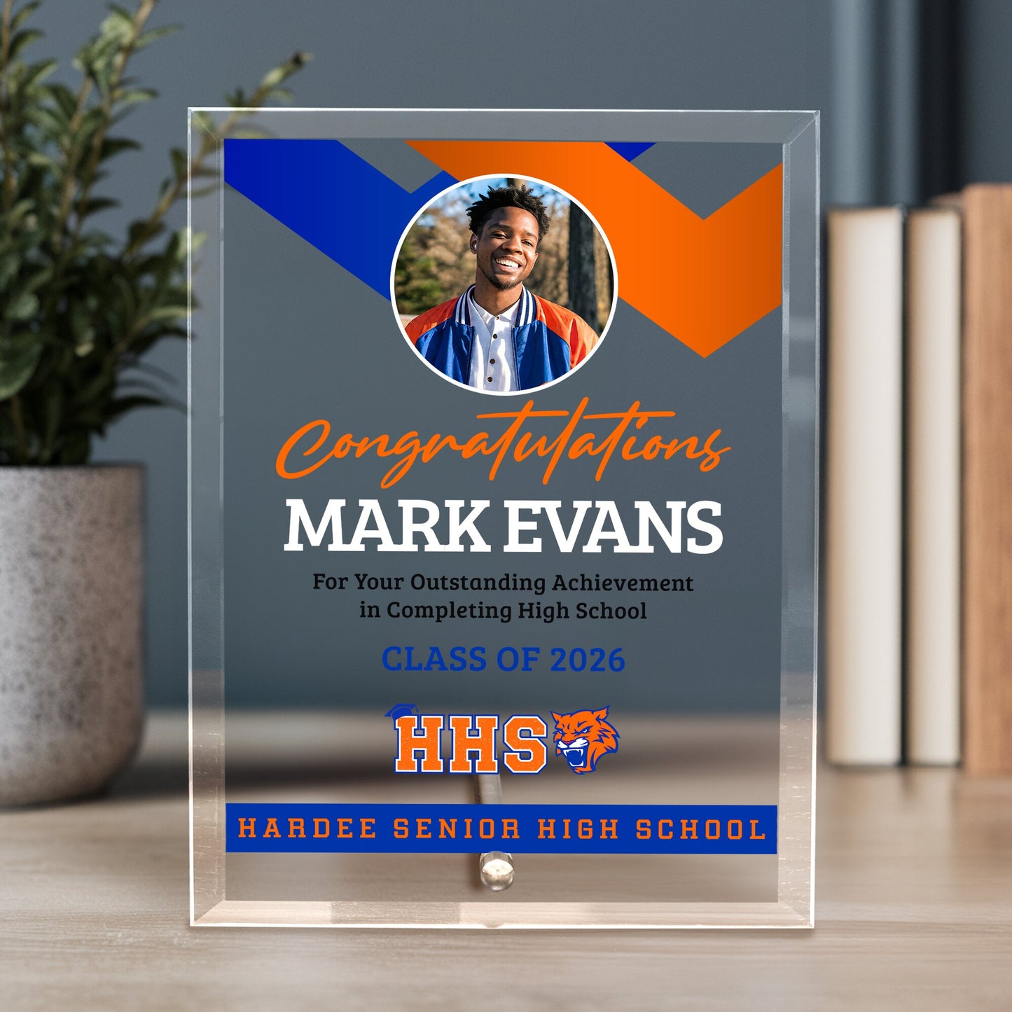 Hardee Senior High School Glass Plaque Design 1