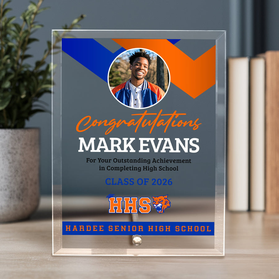 Hardee Senior High School Glass Plaque Design 1
