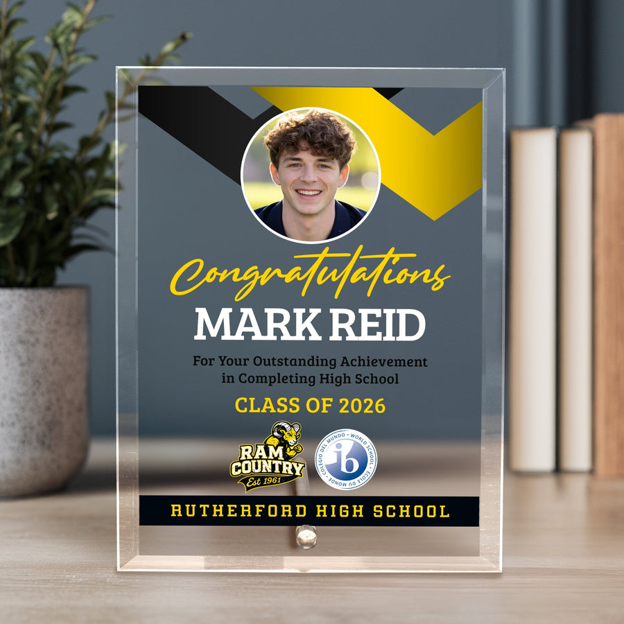 Rutherford High School Glass Plaque Design 1
