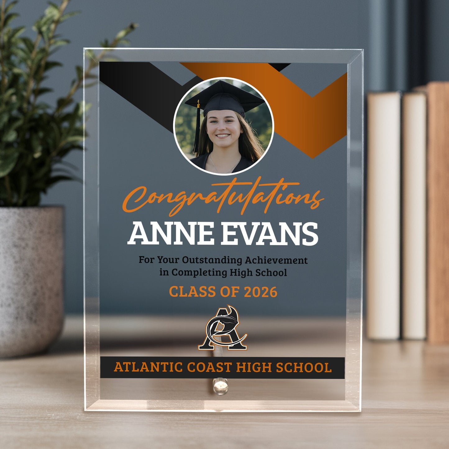 Atlantic Coast High School Glass Plaque Design 1