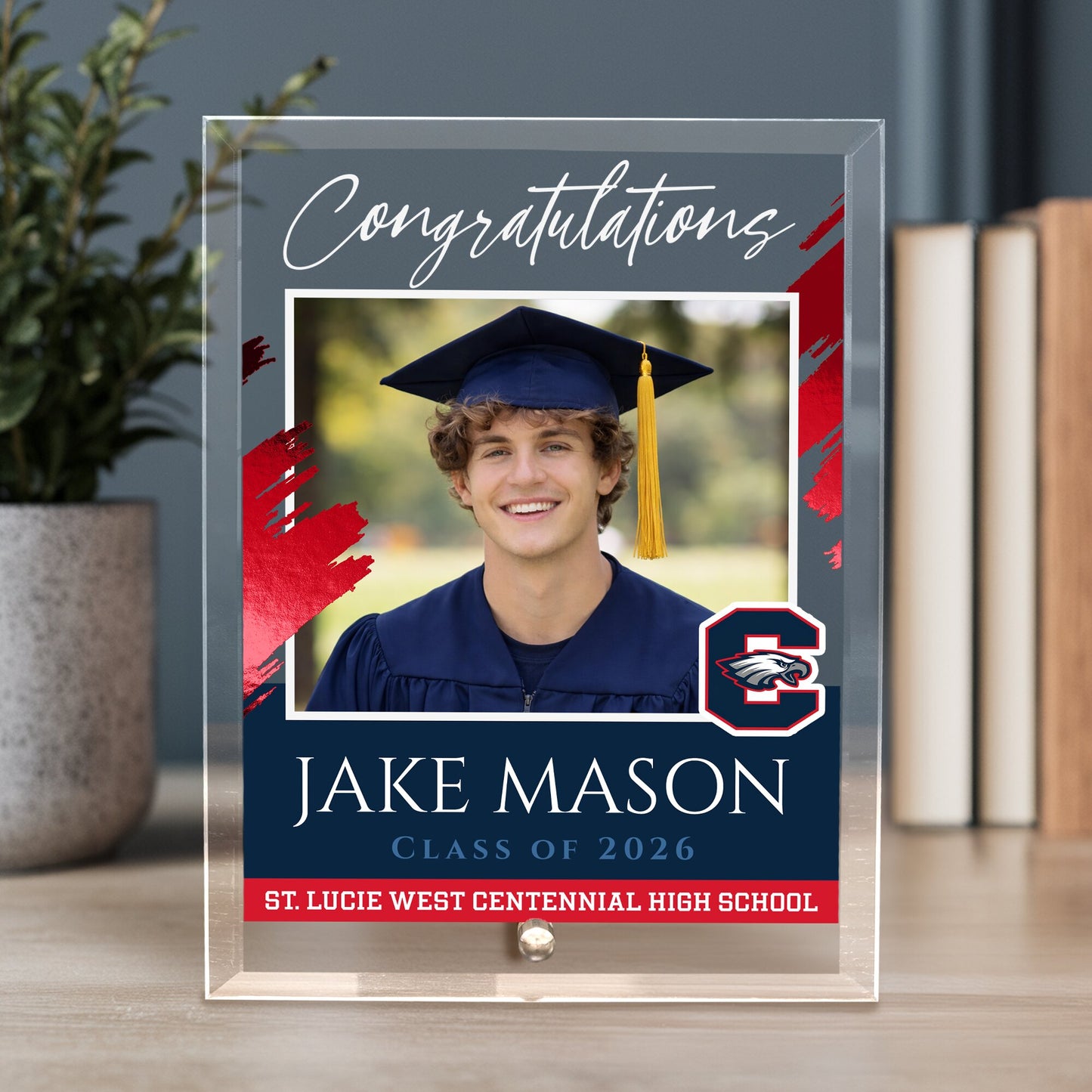 St. Lucie West Centennial High School Glass Plaque Design 5