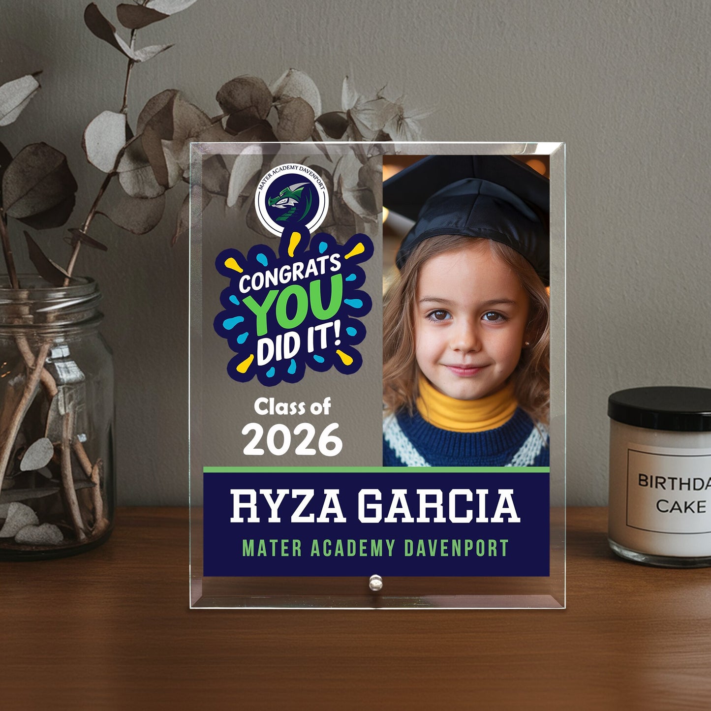 Mater Academy Davenport Kindergarten Glass Plaque Design 4