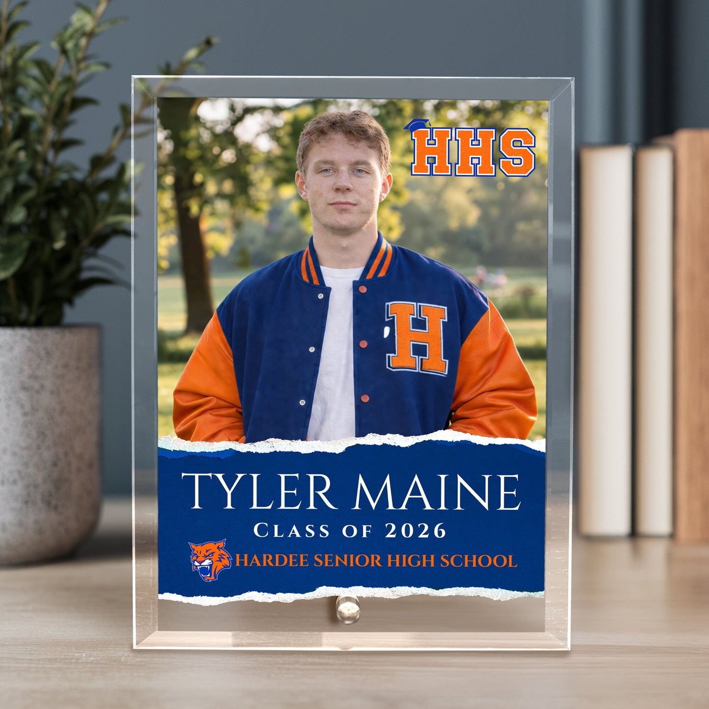 Hardee Senior High School Glass Plaque Design 3