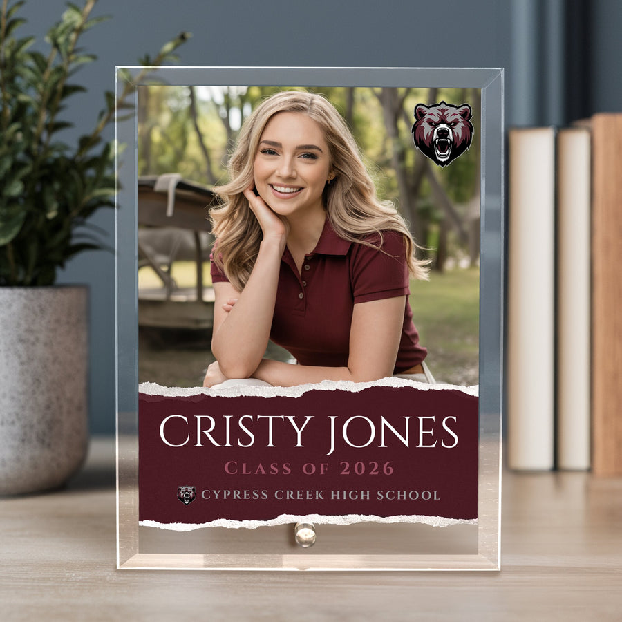 Cypress Creek High School Glass Plaque Design 3
