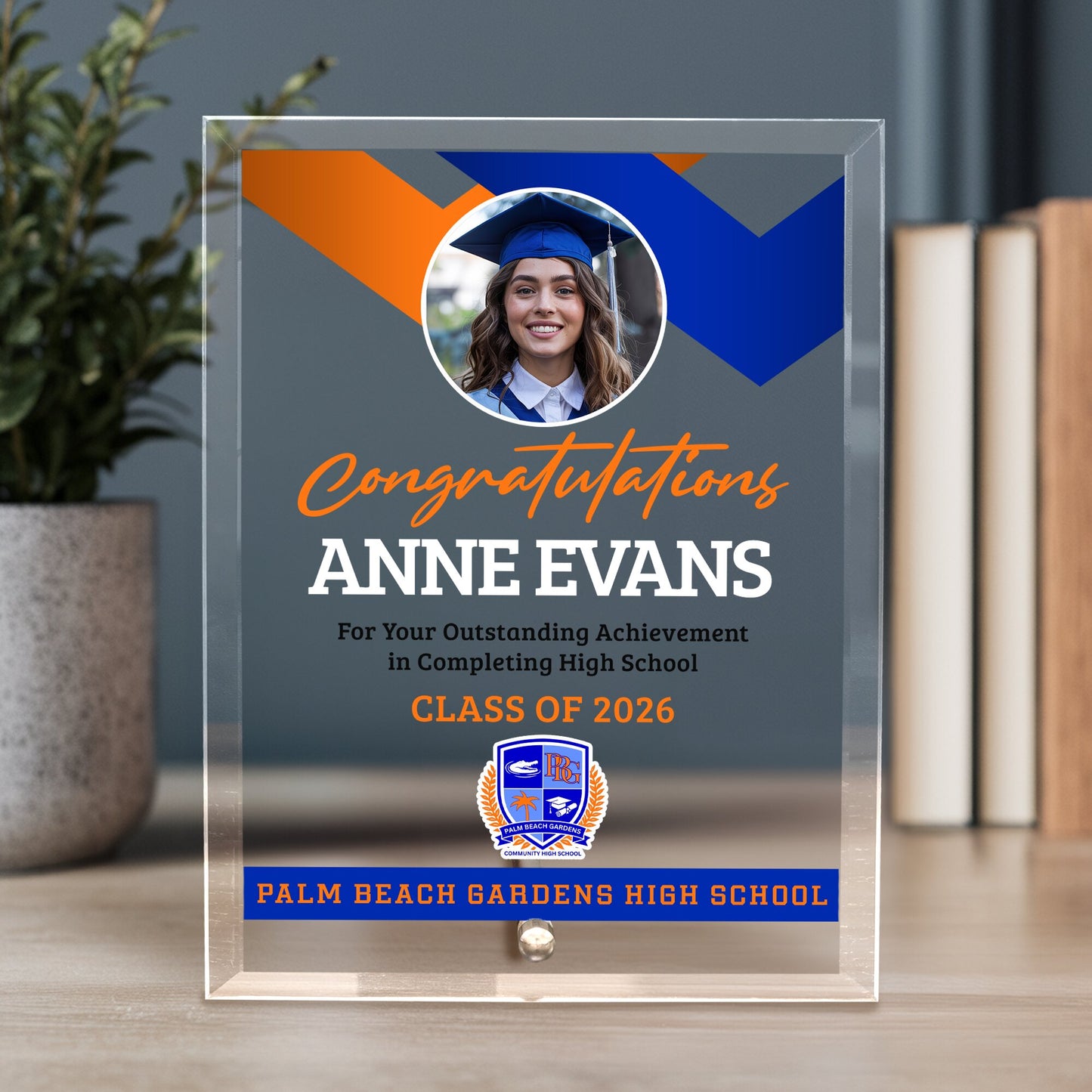 Palm Beach Gardens High School Glass Plaque Design 1