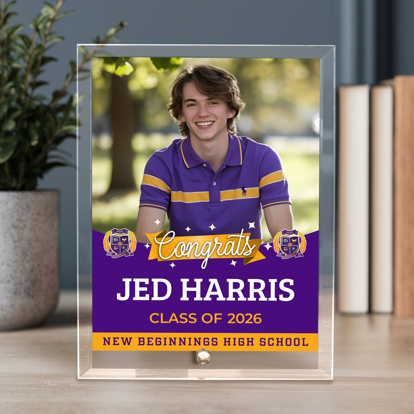 New Beginnings High School Glass Plaque Design 6