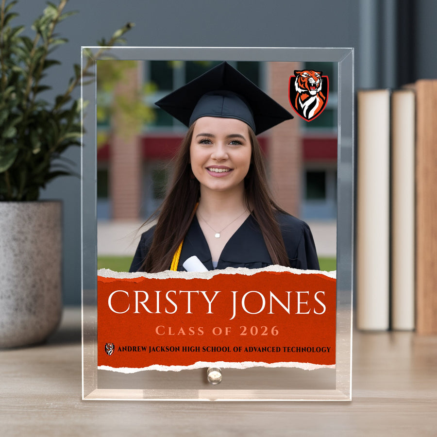 Andrew Jackson High School of Advanced Technology Glass Plaque Design 3