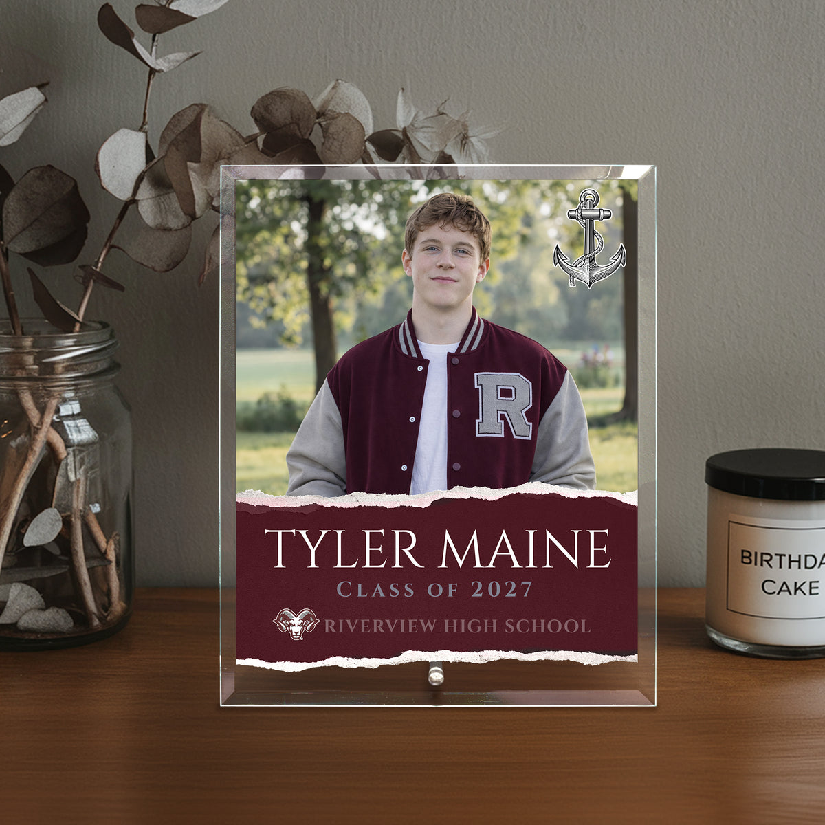 Riverview High School Glass Plaque Design 3