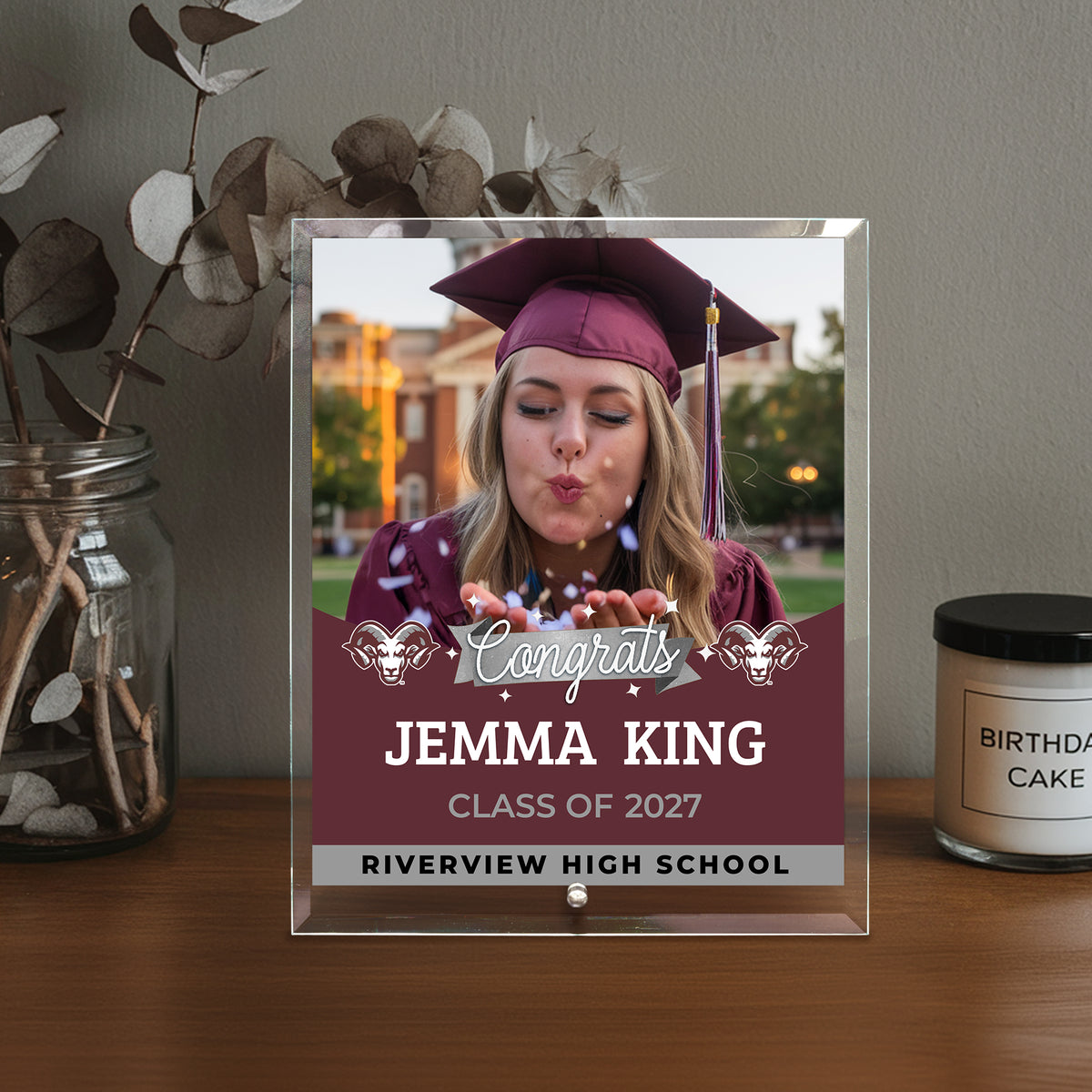 Riverview High School Glass Plaque Design 6