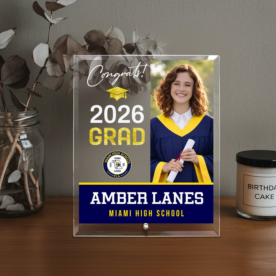Miami High School Glass Plaque Design 4