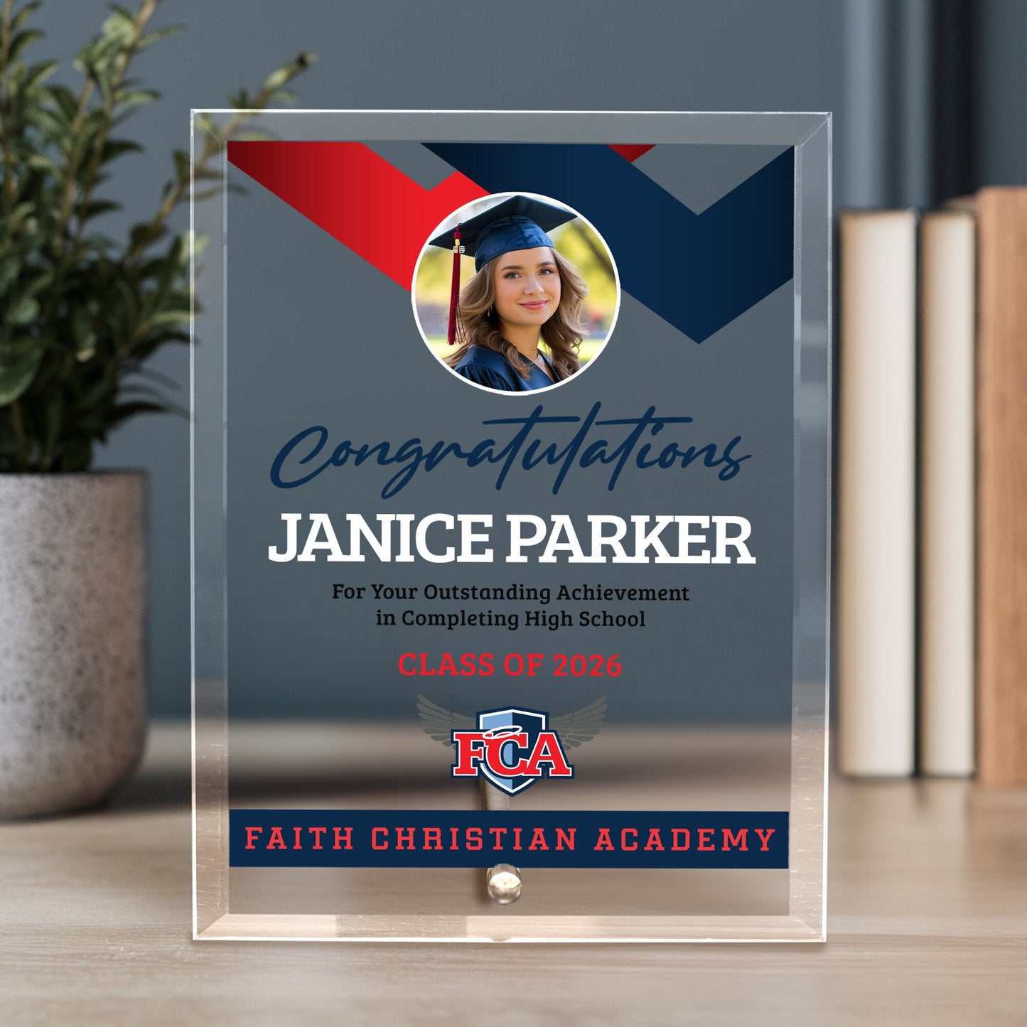 Faith Christian Academy Glass Plaque Design 1