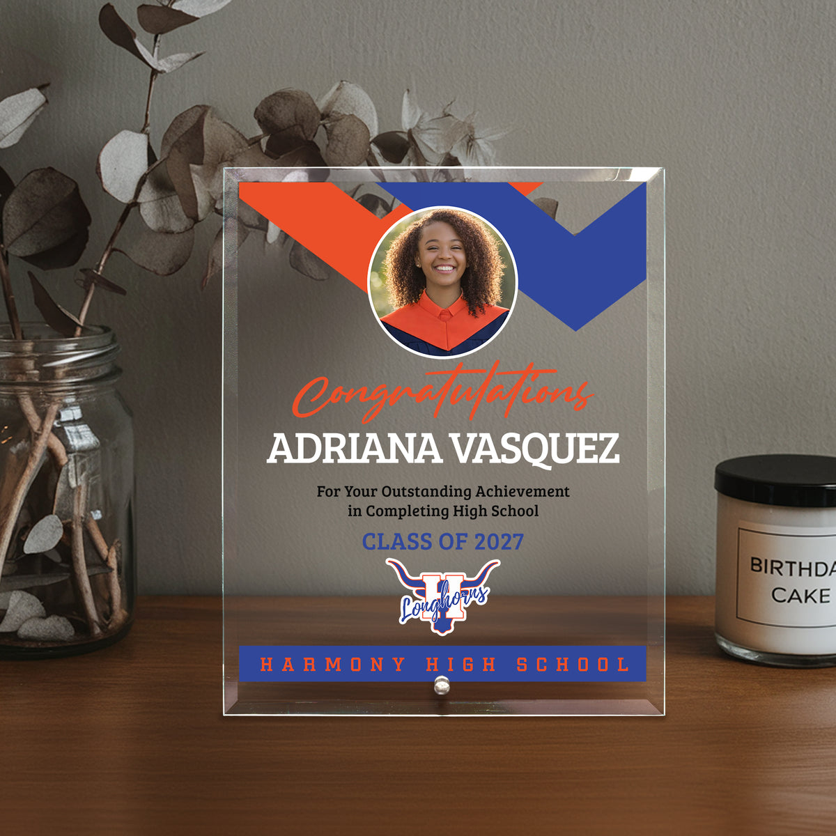 Harmony High School Glass Plaque Design 1