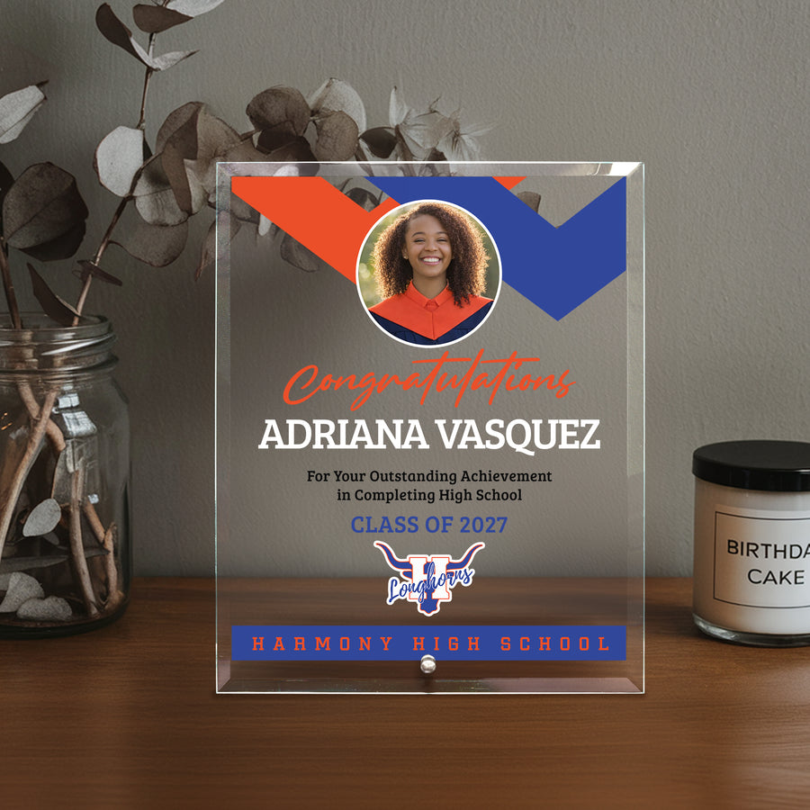 Harmony High School Glass Plaque Design 1